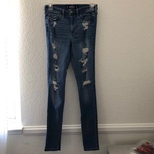 Navy blue ripped jeans